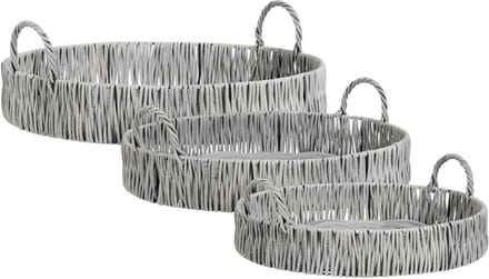 Mica Decorations Plateau Liam - 58x58x19 cm - Polyester - Grijs - Set van 3