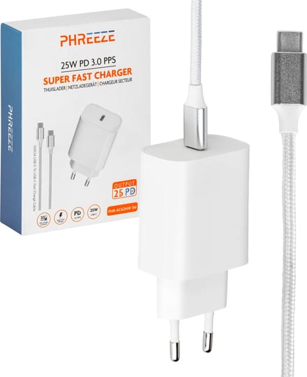 25w Snellader + usb-C Kabel 2 Meter - Super Fast Charger - Usb C Oplader voor S25, S24, S23, S22, Fold 4, 5, Tab A9, S9, Plus Ultra Lite