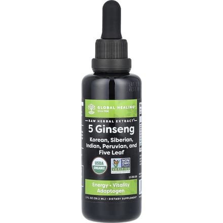 Global Healing, onbewerkte kruidenextracten, 5 Ginseng, 60 ml (59,2 ml)