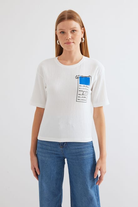Geprinte Ronde Hals Korte Mouwen T-Shirt