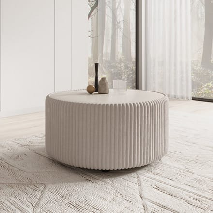 Meubella - Marano - Salontafel - Fluffy ribstof wit
