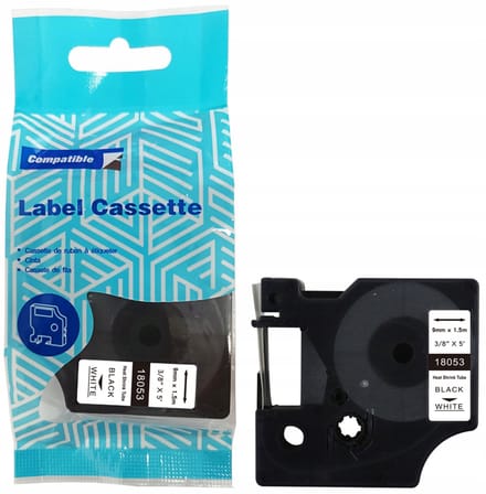 DYMO D1 tape 18053 9mm wit met zwarte tekst, 1,5m
