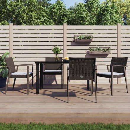 vidaXL - 5-delige - Tuinset - met - kussens - poly - rattan - en - staal