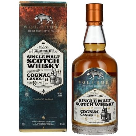 Wolfburn Whisky Wolfburn 8 Years Old COGNAC CASKS Single Malt Scotch Whisky Limited Release 46% Vol. 0,7l in geschenkverpakking