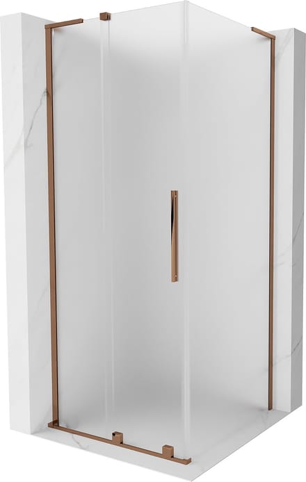 Mexen Velar L douchecabine schuifdeur 100 x 100 , matglas, roségoud - 871-100-100-33-60
