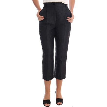 Dolce & Gabbana Zwarte Bloemen Brocade Capri Broek