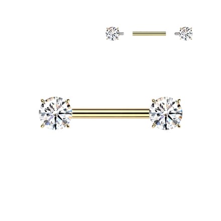 Piercing titanium 2prong 1.6x14 - goud - LMPiercings