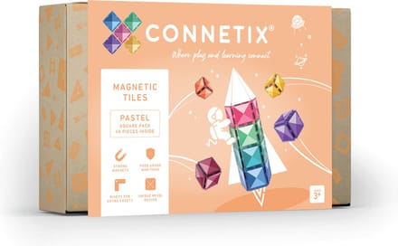 CONNETIX - Magnetisch Tegels - Pastel Vierkante Verpakking - 40 Stuks - Magnetisch Speelgoed