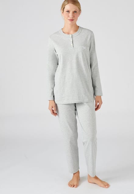 Damart - Pyjama van gekamd jerseykatoen - Dames - Grijs - S
