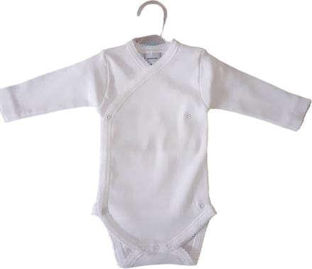 Babidu Romper/Body | Wit | Gehaakt Randje | Overslag | 1157ML | 3 maand | maat 62