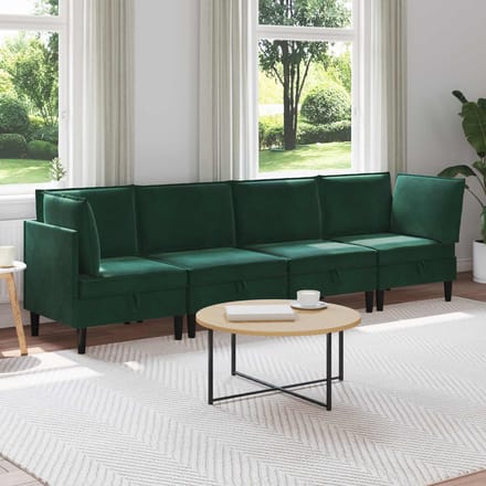 vidaXL - Woonkamer - Meubelset - 4 - st - Donkergroen - Fluweel