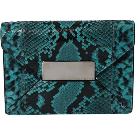 Michael Kors Slangenhuid Geëmbosseerde Clutch Bag in Groene Lederen