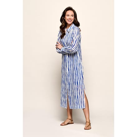 Georgia Streep Jurk Offwhite / Kobalt