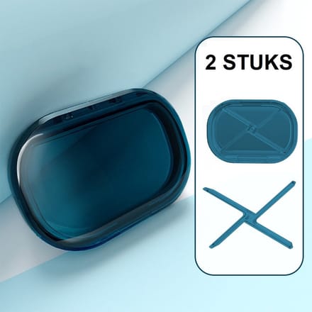 2 Stuks Beugeldoosje Langwerpig – Blauw – Nachtbeugel Case – Invisalign, Wattenstaafjes, Flossdraad