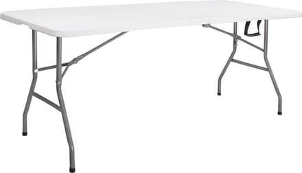 Springos Klaptafel | Vouwtafel | Kampeertafel | Inklapbaar | Draagbaar | 180 x 75 cm | Wit/Grijs