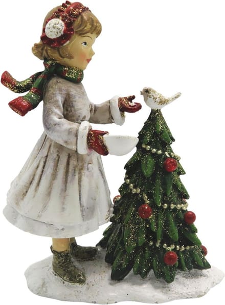 Clayre & Eef Beeld Kind 9x5x12 cm Wit Groen Kunststof