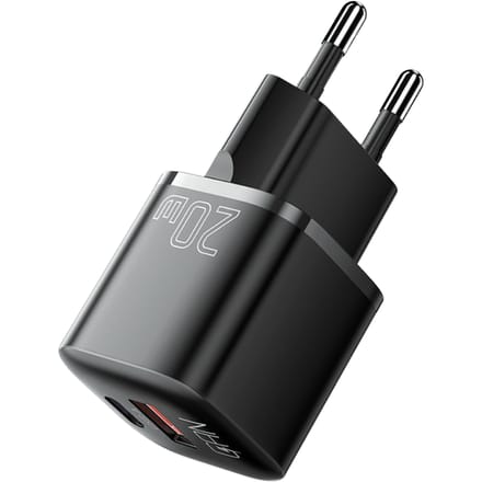 Essager 20W USB-A + USB-C Compact Power Adapter Zwart
