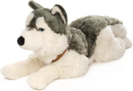 Liggende Husky Knuffel Hond - Groot Pluche Dier van 62 cm