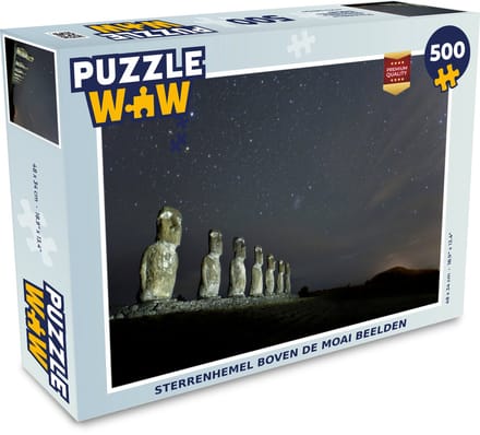 Puzzel Sterrenhemel boven de Moai beelden - Legpuzzel - Puzzel 500 stukjes