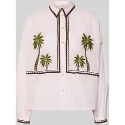 Regular fit overhemdblouse met florale stitching
