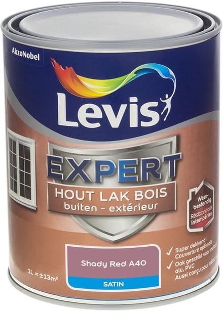 Levis - Expert Hout Lak Buiten Satin Mix - Shady Red A40 - Mengverf - 1 L