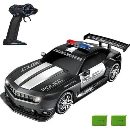 Voiture de dérive télécommandée, voiture de Police télécommandée de grande taille, voiture télécommandée 1/12 2.4GHz 2 battery noir