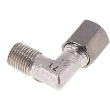R 1/4'' Buitendraad x 6S RVS L-Fitting 90graden 630 Bar DIN 2353 - FL2E-MC-ST-014R-06-S