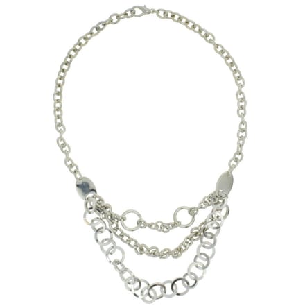 Behave Half lange schakel ketting dames zilverkleurige met 3 rijen