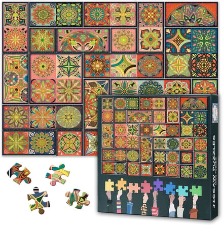 Kleurrijke Patchwork Puzzel voor Volwassenen - 1000 Stukjes met Mandala Patroon