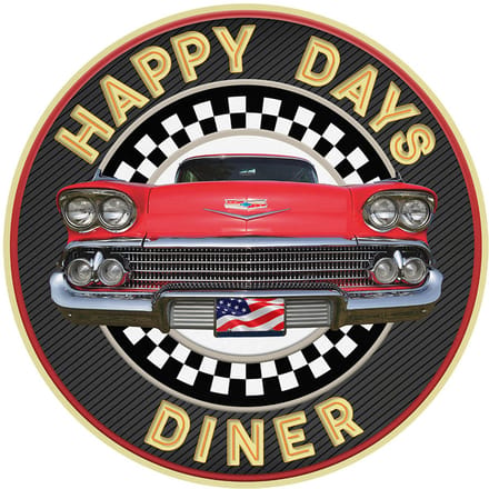 Signs USA - wandbord - Happy Days Diner - Rond 35 cm