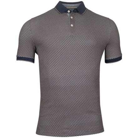 Baileys Polo Allover Open Squares Pattern Piqué Donker Beige / male