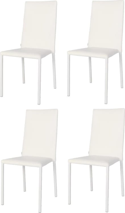 Tommychairs Julia - Eetkamerstoelen - Set van 4 - Wit - Kunstleer & Metaal