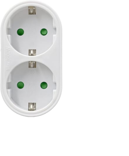 Elektrawebshop Stopcontact splitter 2 voudig wit verticaal met randaarde - 226658
