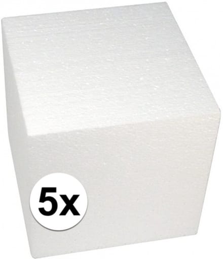 Rayher hobby Piepschuim vormen/figuren kubus - 5x - wit - 20 x 20 cm - knutselen artikelen