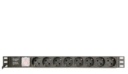 19 inch stekkerdoos | schakelaar | IEC C14 - 8x CEE 7/3 | 1U | zwart | 3 meter
