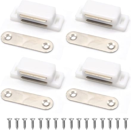 Magnetische Deurvertragers voor Kastdeuren en Lades - 4 Pack Wit