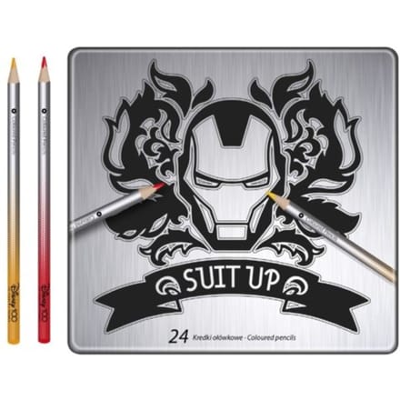 Disney 100 black collection iron man - kleurpotloden 24 stuks blik