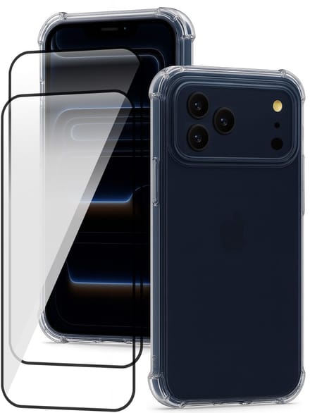 Hoesje geschikt voor iPhone 17 Pro - 2x Screenprotector Volledig Dekkend Glas - Shockproof Transparant