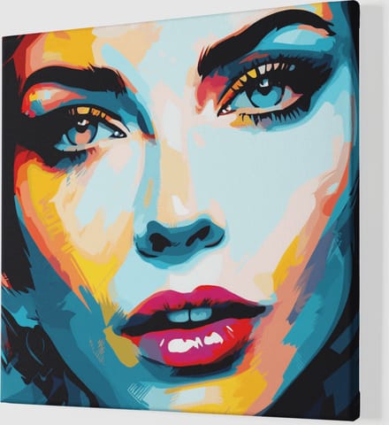 Canvas Schilderij - Vrouw Gezicht - Vierkant Canvas - 40x40x2 cm