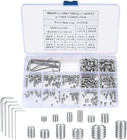 Solidchoice - Set van 240 Verstelbare Schroeven M3/M4/M5/M6/M8