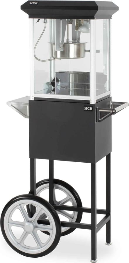 HCB® - Professionele Popcorn machine met onderstel - 230V - Popcornmachine - Zwart - Horeca Popcornmaker - 26.1 kg - 6243/6241