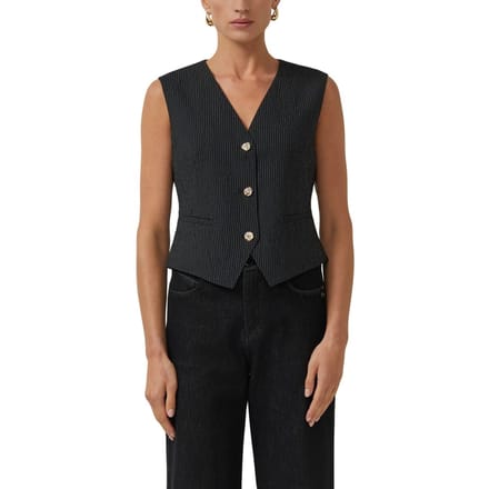 s.Oliver - female - Gestructureerd gilet met krijtstrepen en sierknopen