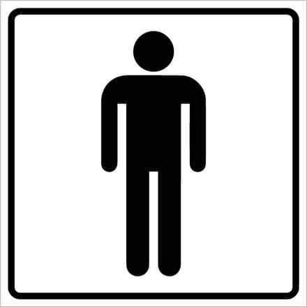 Toilet heren sticker, wit 400 x 400 mm