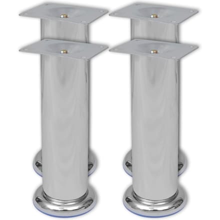vidaXL - Bankpoten - rond - chroom - 180 - mm - 4 - st