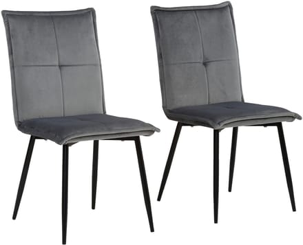 Donna-Eetkamerstoel - Set van 2 - Grijs Fluweel