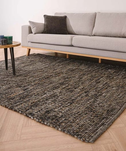 Wollen vloerkleed - Lett grijs/bruin 60x120