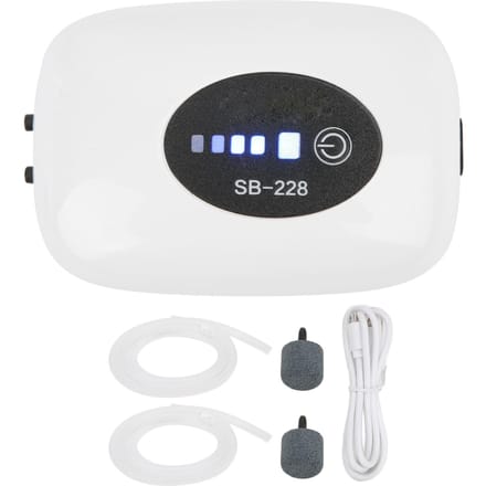 Zuurstofpomp met USB-kabel Oplaadbare Draagbare Stille Luchtpomp voor Aquarium Buitenvissen Dubbel black