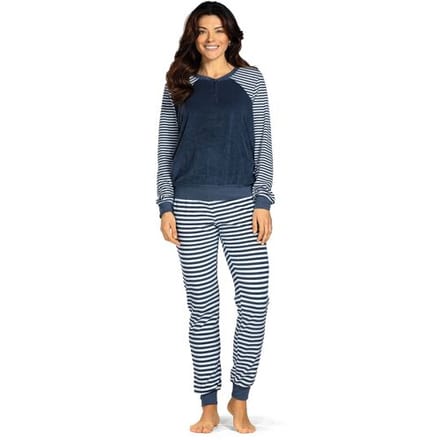 Blauwe badstoffen pyjama Comtessa - Blauw - Maat - 44