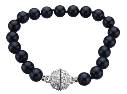 Behave - handgeknoopte parelarmband - zwart - avondlook chic