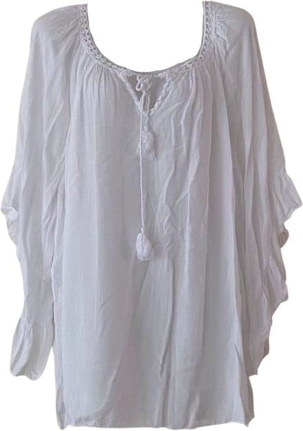 Fleurige Zomer Blouse | Katoen & Stretch | One Size - Wit